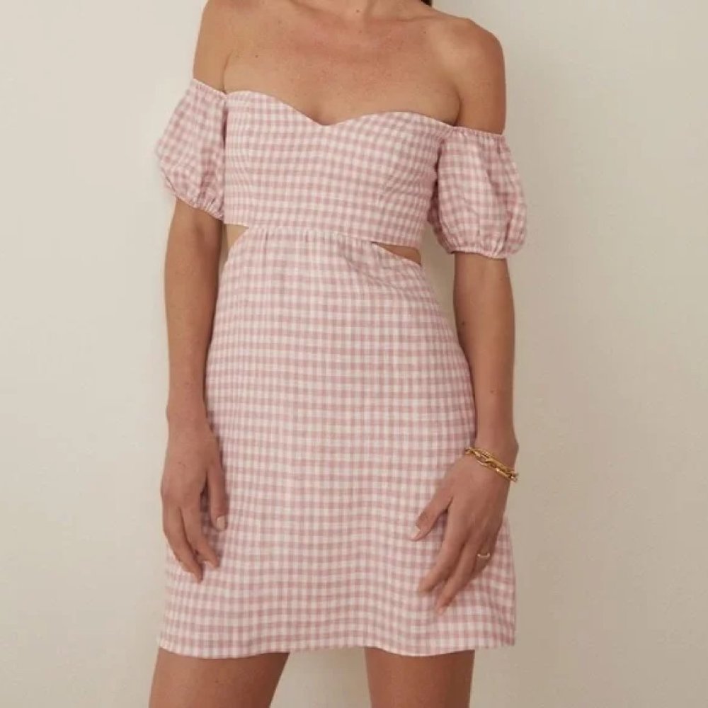 Reformation Emilia Dress - pink check